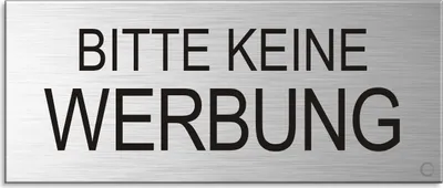 Produktbild von Schild Aufkleber -  Bitte keine Werbung  - Aluminium Vollmaterial -  Edelstahloptik 60x25 mm - selbstklebend