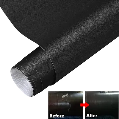 Produktbild von Leder Reparatur Patch, Kunstleder Selbstklebende Lederflicken 50 x 137cm, für Sofas Handtaschen Jacken Möbel Autositze, Schwarz