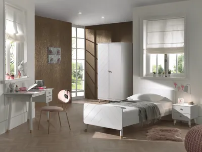 Image de Vipack BILLY Ensemble chambre de jeune 4 pcs. comprenant : Lit 90 x 200 cm, chevet, armoire 2 portes et bureau
