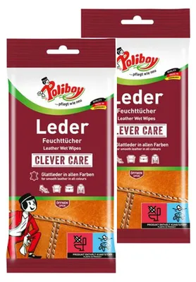 Produktbild von Poliboy Reinigungstücher Leder Pflege 2er Set - Inhalt 40 Stück, Reinigung Pflege