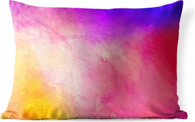 Produktbild von MuchoWow® Outdoor Kissen - Aquarell - Gelb - Lila - Rosa - 60x40 cm - Wetterfest - Lounge Kissen - Zierkissen - Kissen für Innenräume