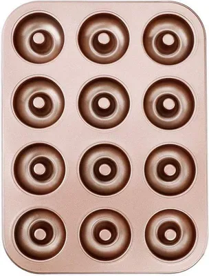 Immagine prodotto di Stampi per ciambelle, 12 pezzi, con rivestimento antiaderente, stampo da forno in metallo, per torte, pan di spagna, bagel, muffin, ciambelle, torte; stampo da forno, metallo