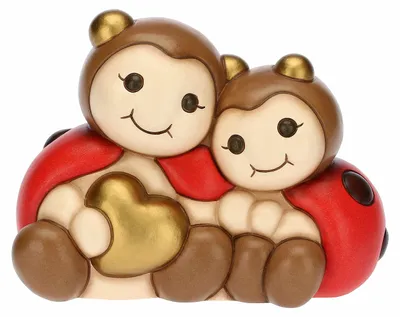 Keramik-Gastgeschenk, Marienkäferpaar mit Herz, 11,9x11,2x16,2 cm
