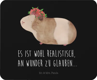 Produktbild von Mr. & Mrs. Panda Mauspad Meerschweinchen Weisheit - Schwarz - Geschenk, Wunder, Mousepad, pc mausunterlage, Lustige Sprüche, Spruch, computer, Motivation, Wunderland