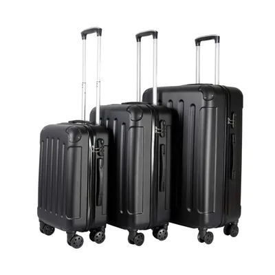 Immagine prodotto di Set da valigia da 3 pezzi, colore nero | Set di valigie rigide | Valigie da viaggio, bagagli | Trolley rigido con ruote