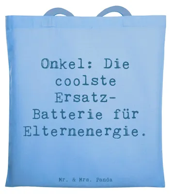 Produktbild von Mr. & Mrs. Panda Uni Tasche Spruch Onkel Energie - Sky Blue - Geschenk, Familie, Jutebeutel, Jubiläen, Geschenke, Weihnachten, Familienangehöriger, Tote Bag, Ersatzvater