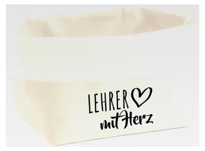 Produktbild von Utensilo für Lehrer mit Herz Geschenk 8 Liter großer Canvas Baumwolle Aufbewahrungskorb Dekoration für Lehrer