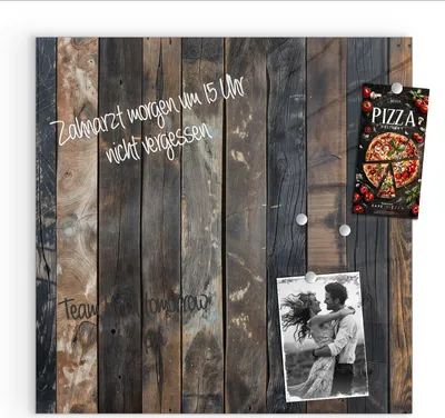 Produktbild von Magnettafel 50x50cm Pinnwand Whiteboard beschreibbar - Rustikale Holzplanken