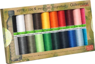 Image de Gütermann Set de fils à coudre rPET "couleurs de base" 20 bobines de 100 m