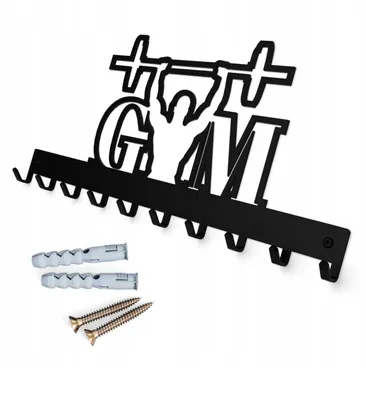 Produktbild von Wand-Schlüssel- und Kleiderhaken "GYM", 10 Haken, Wand-Organizer