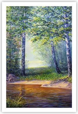 Produktbild von Poster - Poster ohne Rahmen - Wiese Wasser Baum - 61x91,5 cm - Wand Bild - Wanddeko - Wandbilder - Kunstposter - Wandposter - Bilder - Kunstdruck - Wanddekoration - Wandbild - P2XPA61x91-4063