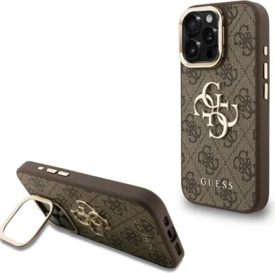 Zdjęcie produktu dla Etui Guess 4G Metal Logo Stand Camera Frame iPhone 16 Pro Brown