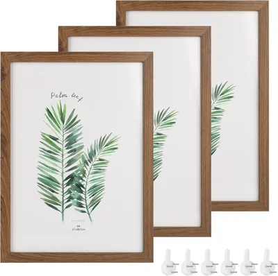 Imagen del producto de Juego de 3 marcos para fotos en formato A4, hechos de madera de roble, ideales para decoración de paredes