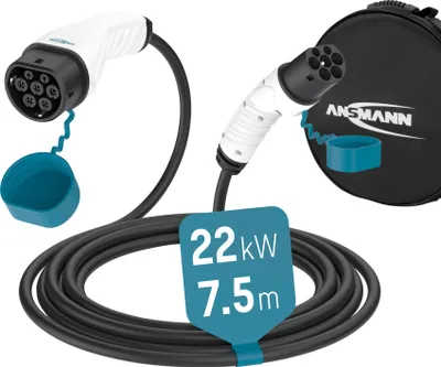 Zdjęcie produktu dla Kabel ładowania typu 2 o mocy 22 kW do samochodów hybrydowych i elektrycznych o długości 7,5 metra