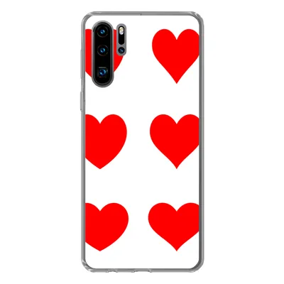 Produktbild von MuchoWow® Handyhülle Schutzhülle Hülle für Huawei P30 Pro Eine Illustration mit neun roten Herzen Silikon Softcase Handy Hülle - Schutzdeckel