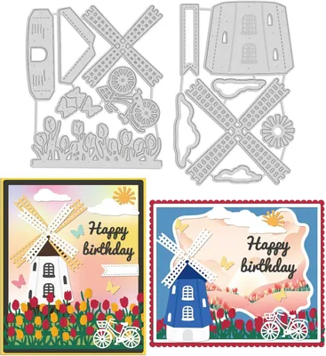 Productafbeelding van Die Cut Fiets Metalen Snijden Die Voor Kaarten Maken Boerderij Stijl Tulpen Bloem Embossing Stencil Sjabloon Voor Scrapbooking Papier Craft Album