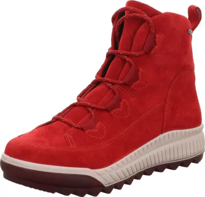 A red boot on a white background.