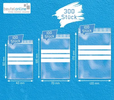 Produktbild von Druckverschlussbeutel Set Beschriftungsfeld 300Stk. 50my Folienbeutel ZIP Beutel