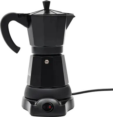 Produktbild von Kaffeemaschine - Elektrischer Kaffeebereiter - 300 ml - Aluminium - Mit Heizplatte - Für Zuhause & Büro - Schwarz