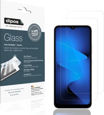 Produktbild von 2x Schutzfolie für General Mobile Era 30 Pro - Anti-Shock 9H Folie dipos Glass Kunststoffglas