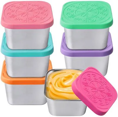 Produktbild von 6er-Metalldose, 180 ml Edelstahl-Saucenbecher, Lebensmittelbecher, Kräuterbecher, Snackdosebecher, Metall-Saucenbecher für Lebensmittel, Snackdose mit leckfreiem Silikonverschluss