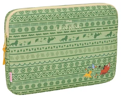 Productafbeelding van Laptophoes Mufasa, groen en beige, voor 15,6-inch laptops, afmetingen 39,5 x 27,5 x 3,5 cm