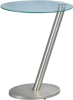 Image de Table d'appoint ronde en métal - Aspect inox - 40x48x30 cm