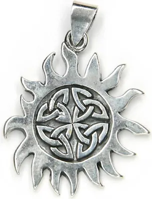 Produktbild von Kettenanhänger Sonne 925 Silber Antik Oxidiert 3,4cm keltisch Amulett 7481