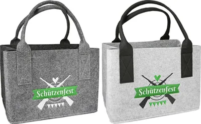 Produktbild von Gilde Tasche, "Schützenfest", Schriftzug, Filz, hellgrau, dunkelgrau, VE 6, 2 Stück wie abgebildet,, L. 22 cm, B. 30 cm, H. 22 cm 37913