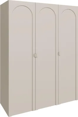 A three-door wardrobe with arched tops.