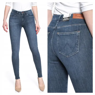 Zdjęcie produktu dla Wrangler | Damskie jeansy Super Skinny, denim, elastyczne, wysoki stan, dopasowane do sylwetki, rozmiar W24, długość L32