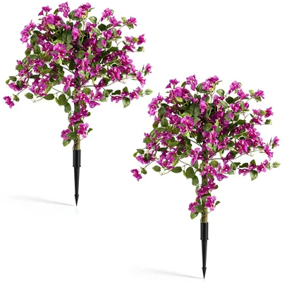 Immagine prodotto di COSTWAY Set di 2 piante artificiali di bougainvillea, altezza 105 cm, pianta artificiale per interni ed esterni, albero decorativo con stelo e fiori in seta