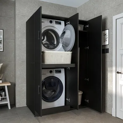 Produktbild von Roomart DORA-I Waschmaschinen-Überbauschrank 115 cm breit, Schwarz-Eiche
