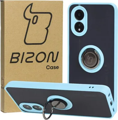 Produktbild von Bizon Case Hybrid Ring Case für Oppo A38 4G, Rauch mit hellblauem Rahmen