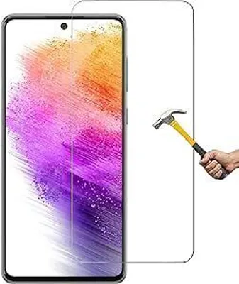 A screen protector for a smartphone is shown with a hammer about to strike it, demonstrating its durability.