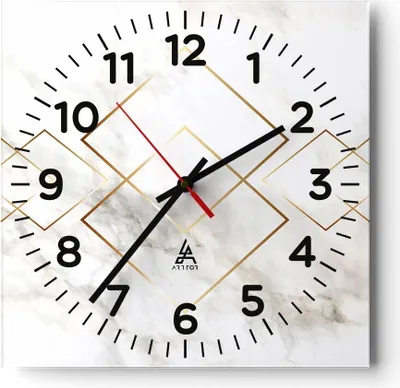 Produktbild von Wanduhr - Quadrat - Glasuhr - Abstraktion modern - 30x30cm - Schleichendes Uhrwerk - Lautlos - zum Aufhängen bereit - Dekoration Modern - Wanddekoration aus Glas - C4AC30x30-4022