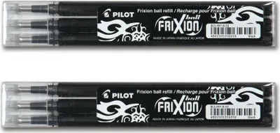 Image de PILOT Mine de rechange FriXion Ball/Clicker 0.7 - jeu de 6 recharges pour roller, noir