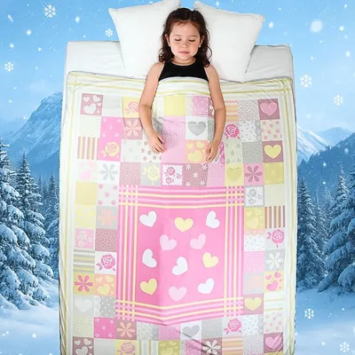 Produktbild von Kühldecke 130x170 cm, FrostWeave, Q-Max > 0.4, Herz-Patchwork, für Schlafzimmer