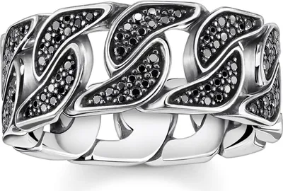 Produktbild von THOMAS SABO Ring "Glieder mit schwarzen Steinen" Silber gesc