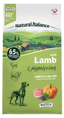 Zdjęcie produktu dla BALTICA NATURAL&BALANCE Jagnięcina M/L 3kg - Sucha karma dla psów ras średnich i dużych