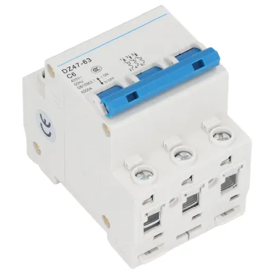 Imagen del producto de Interruptor automático de 3 polos, interruptor automático para montaje en riel DIN, interruptor automático en miniatura, interruptor automático para edificios residenciales, interruptor automático, protector contra cortocircuitos