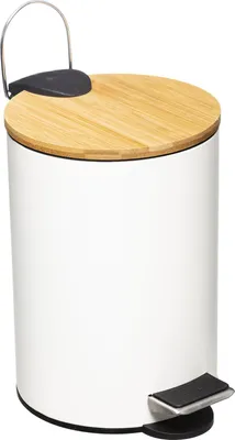 Zdjęcie produktu dla Kosz łazienkowy na śmieci z bambusową pokrywą MODERN, 3 l