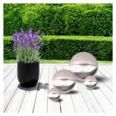 Produktbild von Edelstahl Gartenkugel Set 4 Stück matt gebürstet - 10/15/20 cm - Dekokugel Metall rund