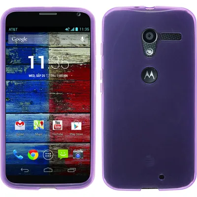 Produktbild von PhoneNatic Case kompatibel mit Motorola Moto X - lila Silikon Hülle transparent + 2 Schutzfolien