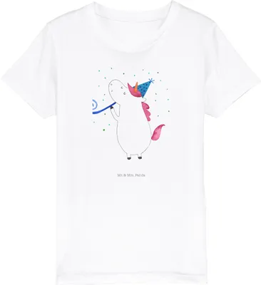 Produktbild von Mr. & Mrs. Panda Kleinkinder T-Shirt Einhorn Party 5-6 Jahre (110/116) - Weiß - Geschenk, Unicorn, Kinder Bio, Club, Teenager, Geburtstag, Einhörner, Disco, Kindershirt