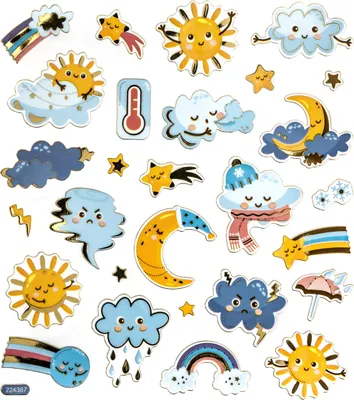 Produktbild von DEKORATIVE AUFKLEBER für Kinder Scrapbooking 28 Stück DpCraft Wetterwolken
