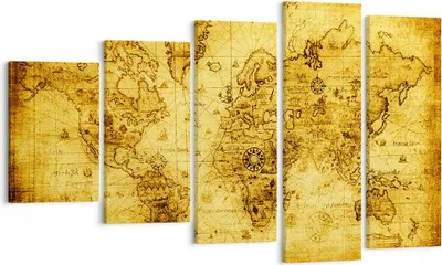 Produktbild von Bild auf Leinwand - Leinwandbild - Karte Welt Kontinente - 100x60cm - Wand Bild - Wanddeko - Leinwanddruck - Bilder - Kunstdruck - Wanddekoration - Leinwand bilder - Wandkunst - EG100x60-0127