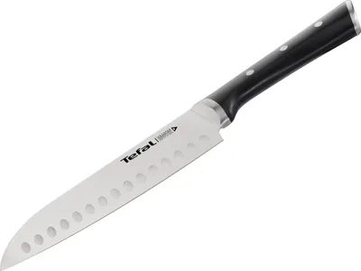 Produktbild von Tefal K2320614, Santokumesser, 17,7 cm, Edelstahl, Edelstahl, Schwarz, China, K23206