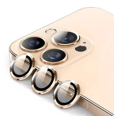 Produktbild von Für Apple iPhone 15 Pro / Pro Max Schutzglas Kamera Linse Hart Glas H9 Gold