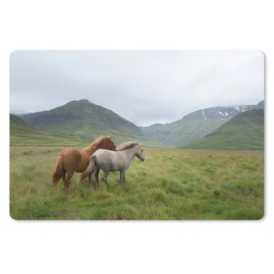 Produktbild von MuchoWow® Schreibtischunterlage Pferde - Gras - Berge 60x40 cm - XXL Mauspad - Großes Mauspad